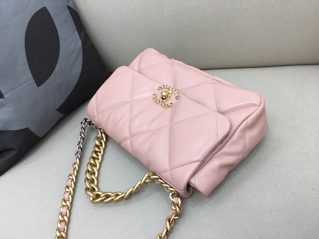 Lambskin 19 Large Handbag Flap Bag AS1161 Pink